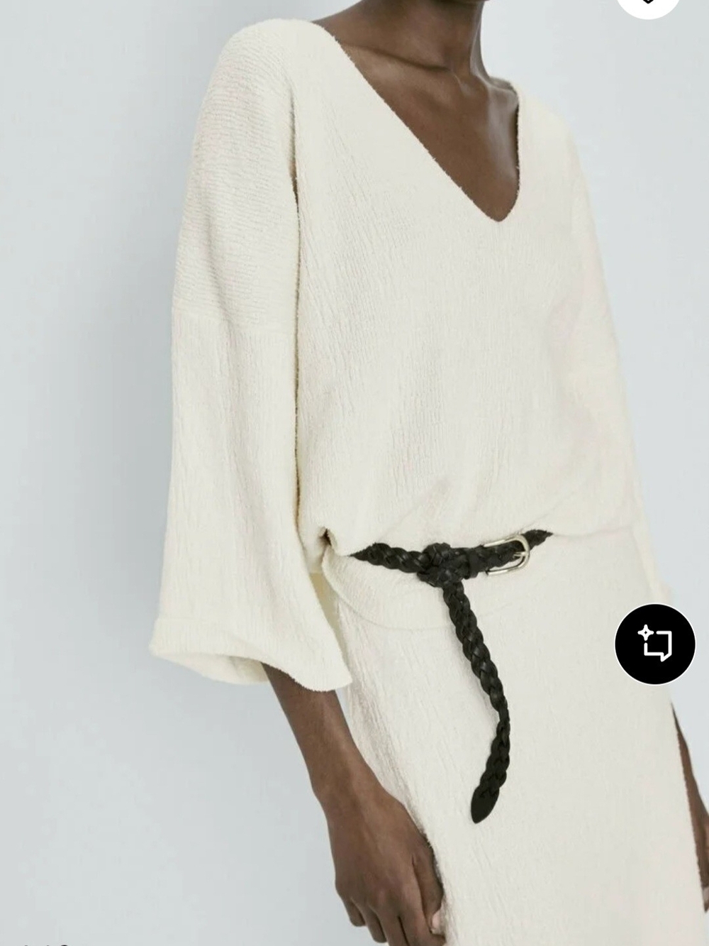 Massimo Dutti NWT Cream Ribbed Midi Skirt S - Picture 4 of 8